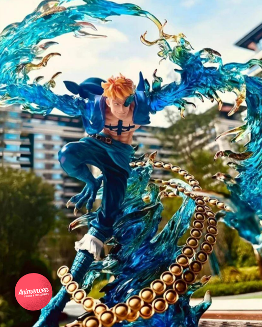 Marco the Phoenix Figure – One Piece 33cm PVC Action Statue | Flying Blue Flame Version