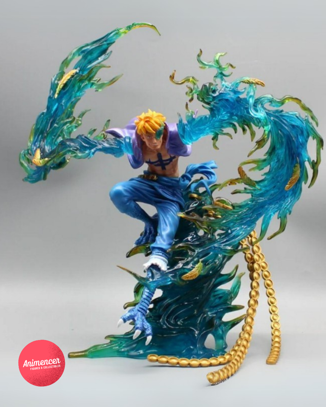 Marco the Phoenix Figure – One Piece 33cm PVC Action Statue | Flying Blue Flame Version
