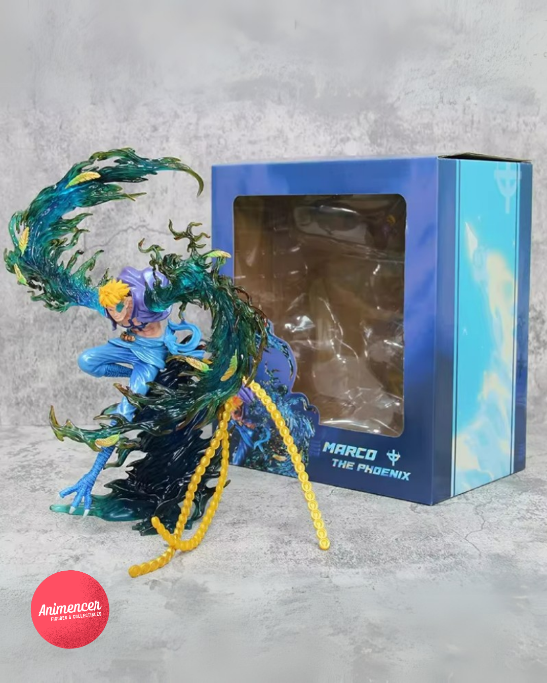 Marco the Phoenix Figure – One Piece 33cm PVC Action Statue | Flying Blue Flame Version