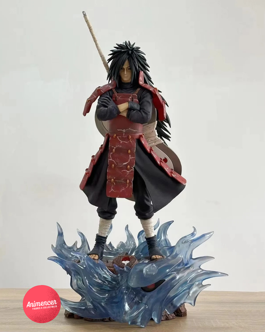 Uchiha Madara Figure – 42cm Naruto Shippuden PVC Statue with Flame Base & LED Light