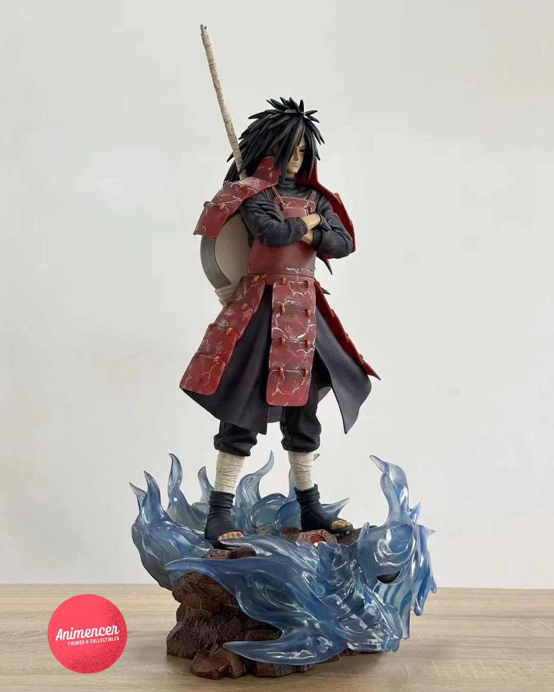 Uchiha Madara Figure – 42cm Naruto Shippuden PVC Statue with Flame Base & LED Light