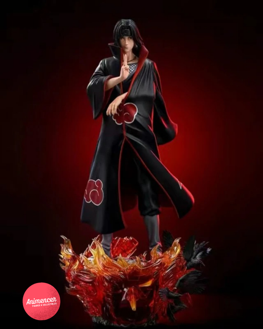 Uchiha Itachi Akatsuki Figure with Removable Hat & Flame Base – 40cm PVC Anime Statue Collectible Model