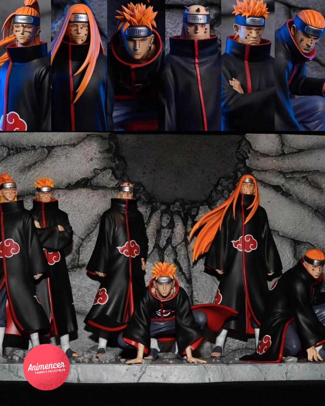 Six Paths of Pain Figure Set – Naruto Akatsuki 6 Body Statue Display (Scene Base Included)