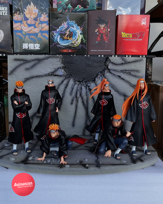 Six Paths of Pain Figure Set – Naruto Akatsuki 6 Body Statue Display (Scene Base Included)