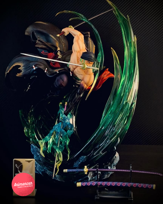 Zoro Resin Statue – Kuni Kuni Effect Pedestal Garage Kit | Handmade Polystone Figure (30cm)