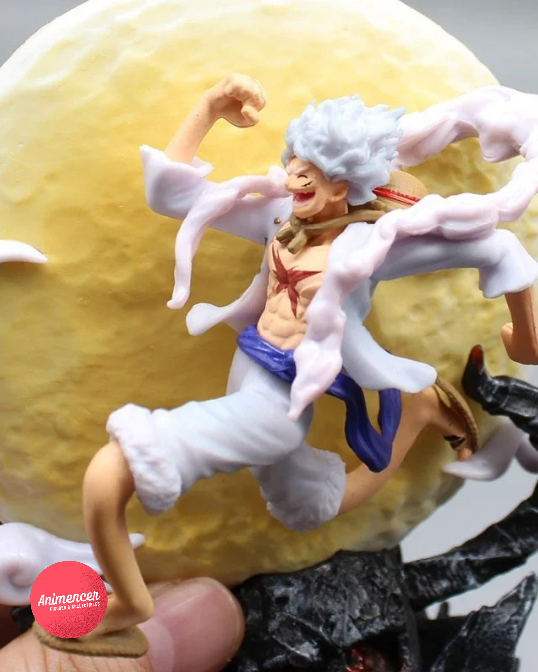 Luffy Gear 5 Mini Statue – 14cm Anime Figure with Skull Base | One Piece Sun God Nika Decor