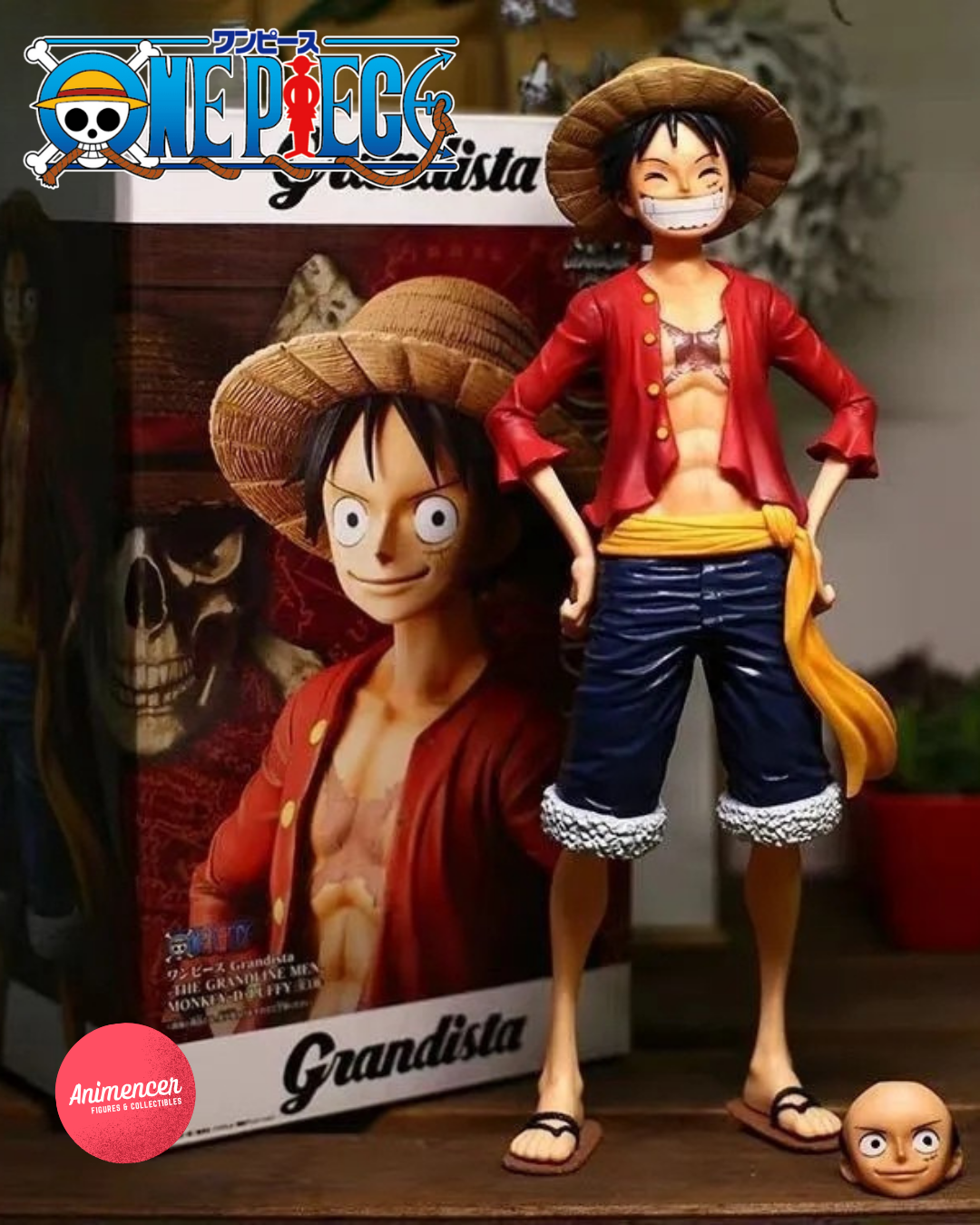 Luffy Action Figure – One Piece Anime Statue with 2 Interchangeable Faces | Assembling PVC Model