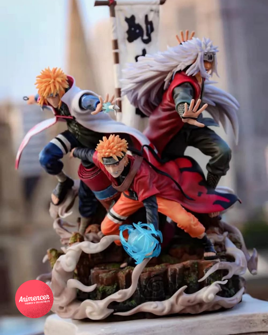 Naruto Uzumaki, Jiraiya & Minato Namikaze Triple Figure – 41cm PVC Statue | Rasengan Action Scene