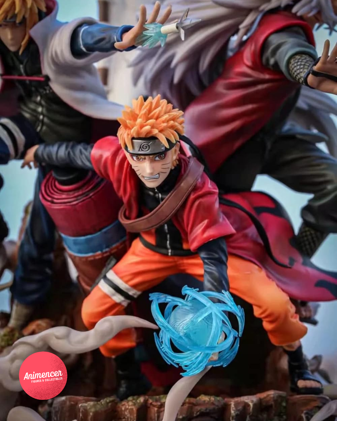 Naruto Uzumaki, Jiraiya & Minato Namikaze Triple Figure – 41cm PVC Statue | Rasengan Action Scene
