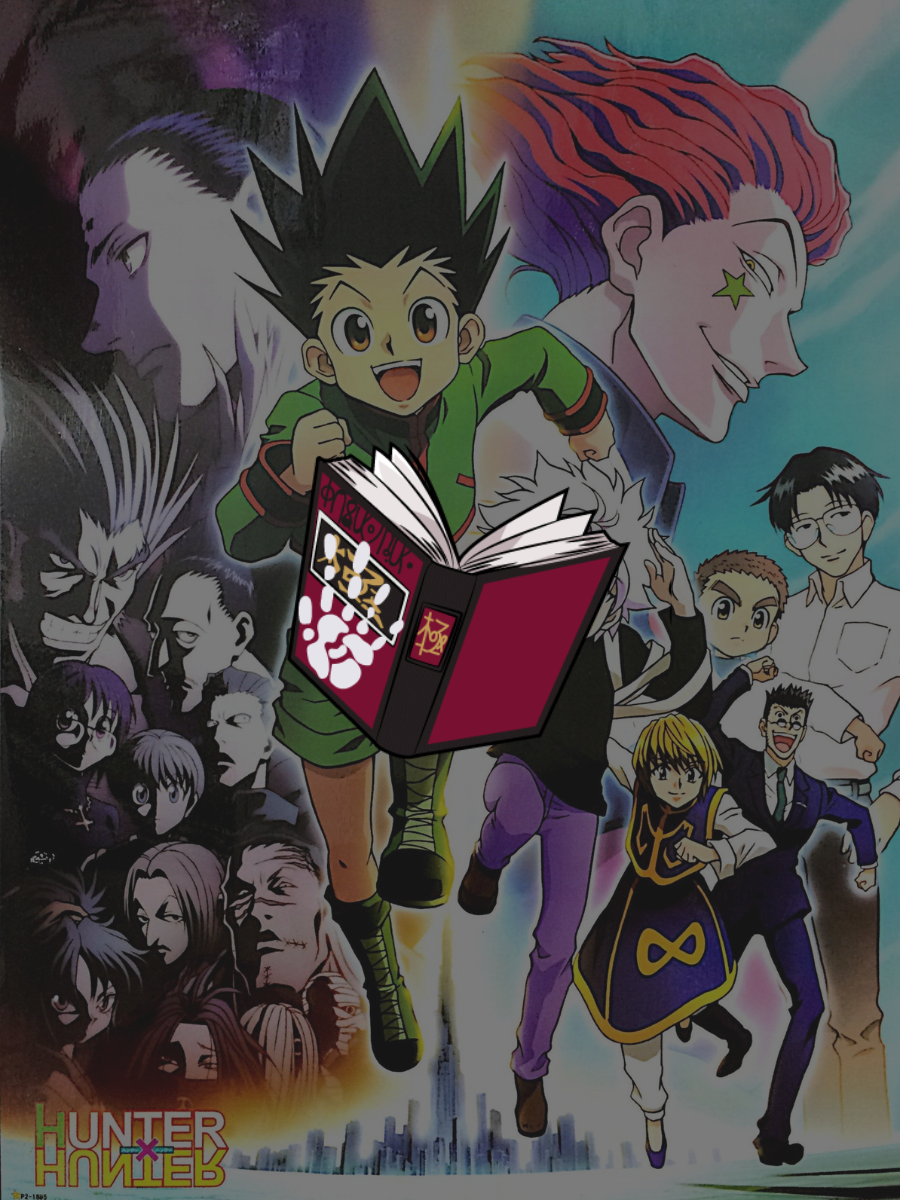 Hunter x Hunter poster featuring Gon Freecss, Killua, Hisoka, Kurapika, Leorio, and other main characters.