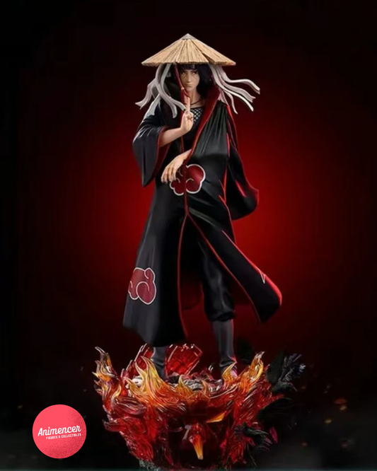 Uchiha Itachi Akatsuki Figure with Removable Hat & Flame Base – 40cm PVC Anime Statue Collectible Model