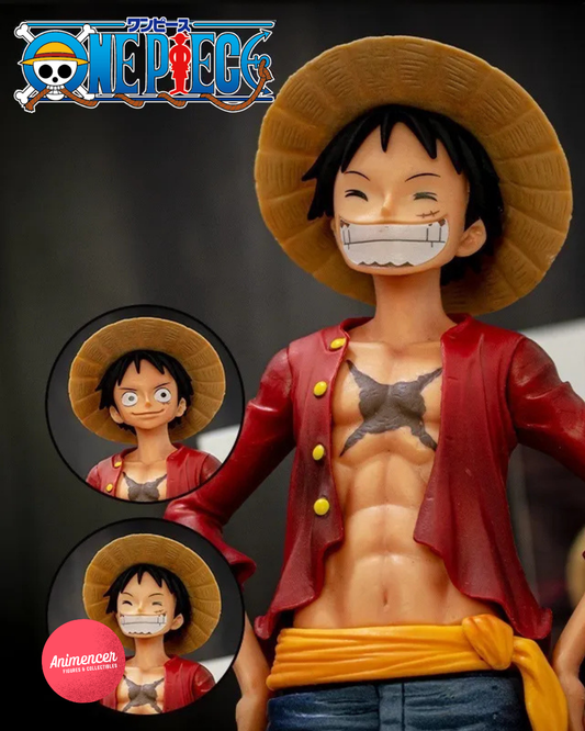 Luffy Action Figure – One Piece Anime Statue with 2 Interchangeable Faces | Assembling PVC Model